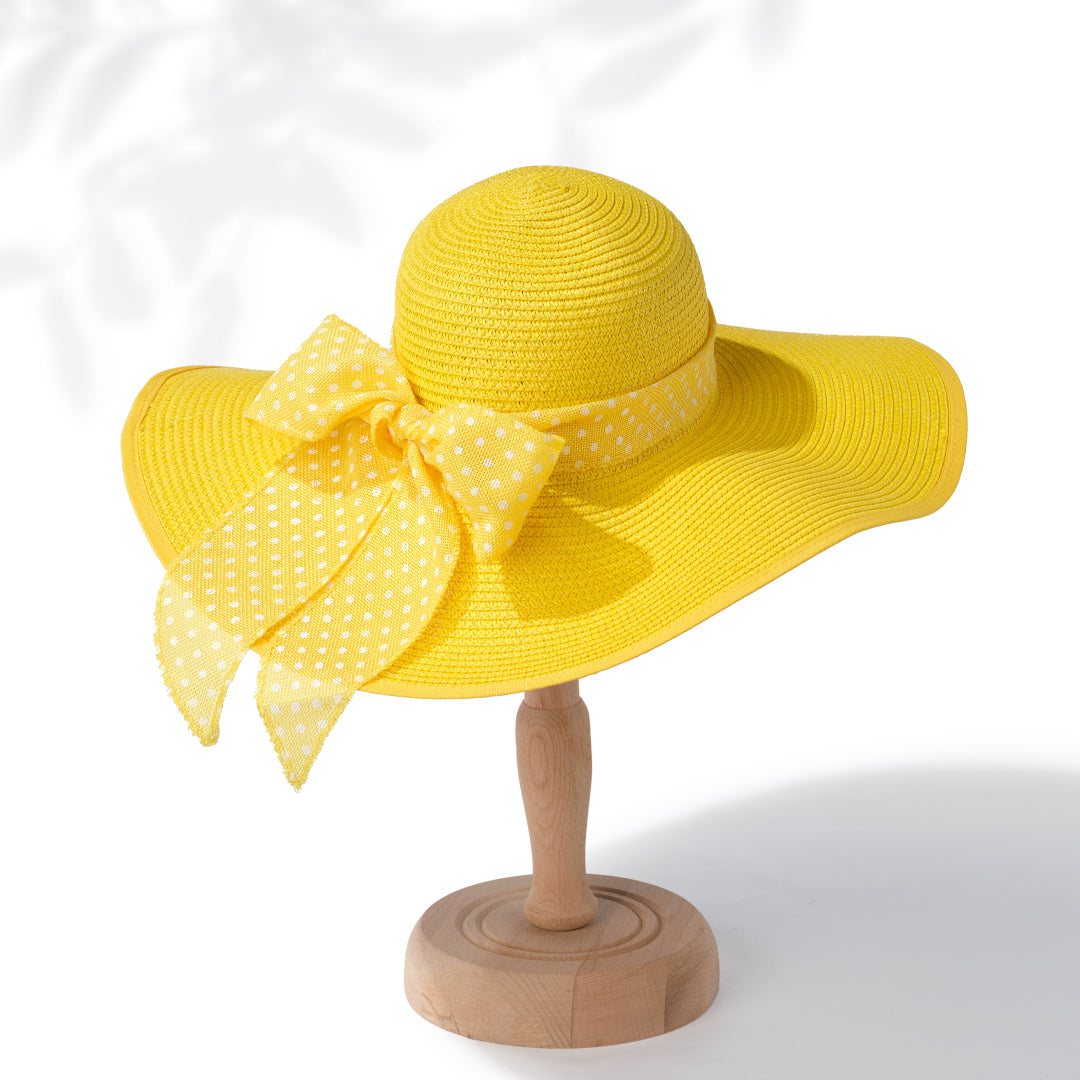 Yellow Wide Brim Sun Hats for Women - Floppy Straw Hat-FUNCREDIBLE
