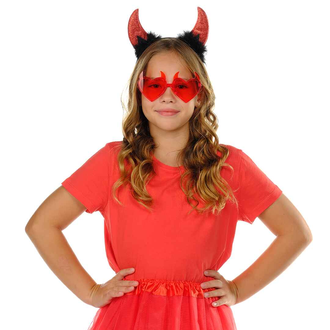 FUNCREDIBLE Devil Horns And Pitchfork, Devil Costume Accessories Set, Glitter Devil Ears Headband