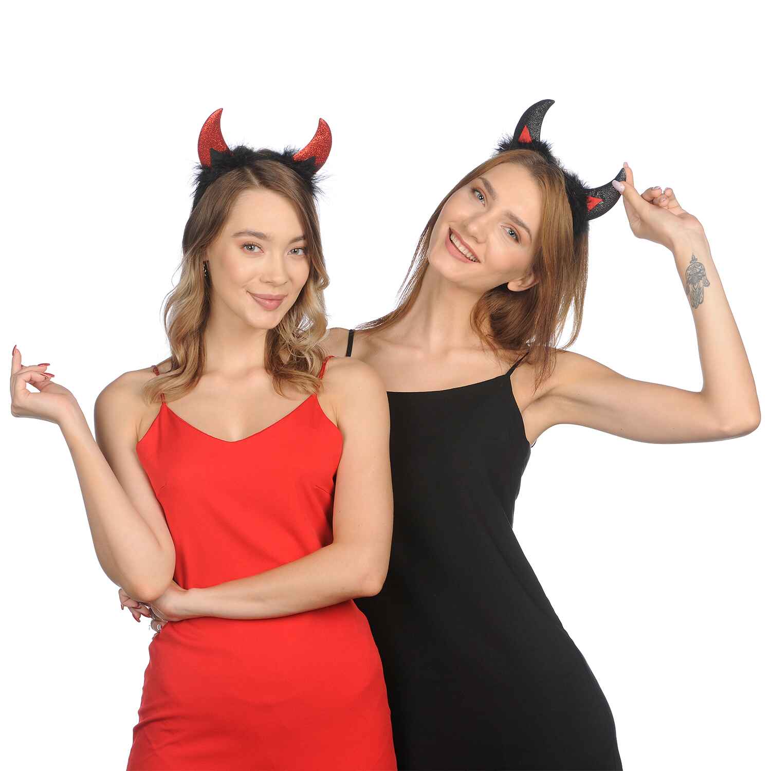 FUNCREDIBLE Red Devil Horns Headband, Glitter Devil Ears Headband, Devil  Costume Accessory