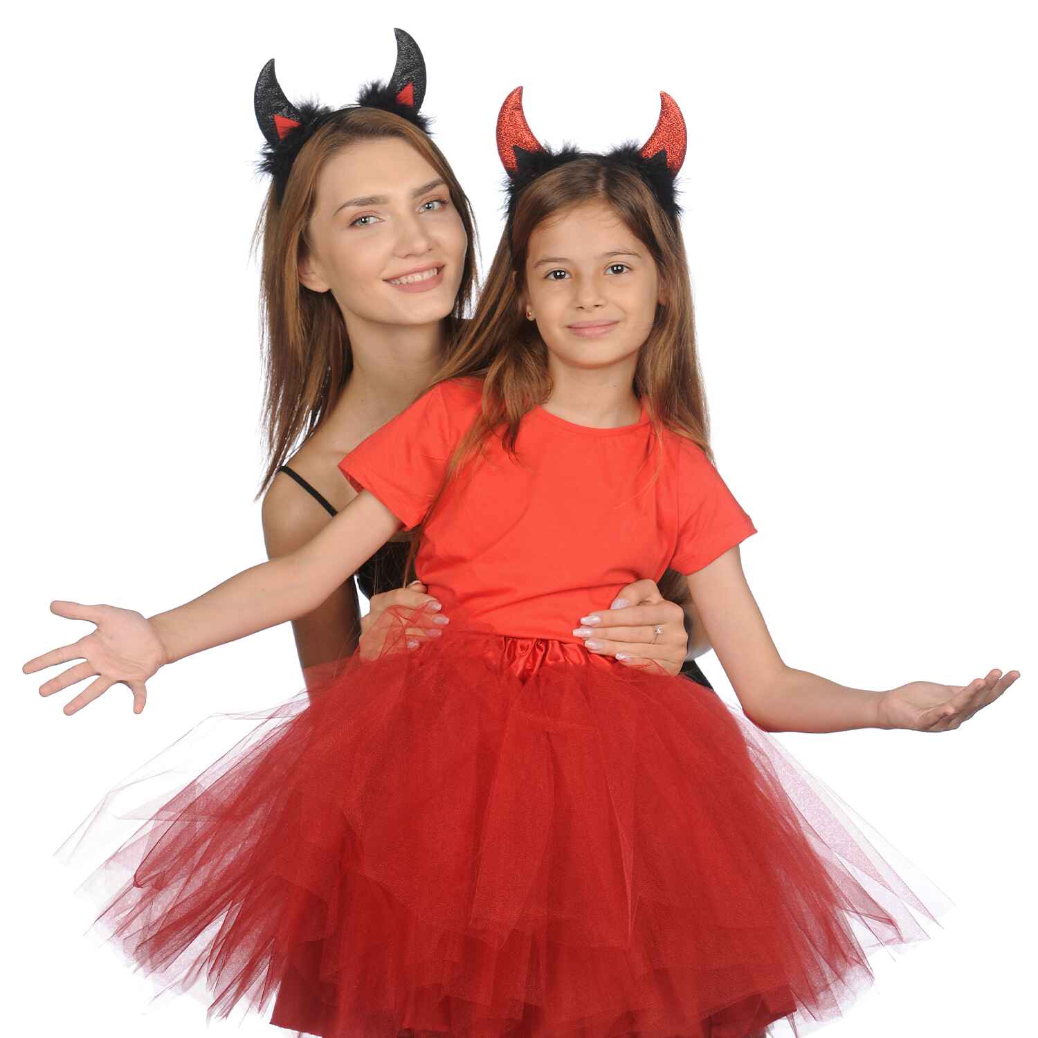 FUNCREDIBLE Devil Costume Accessories Set, Devil Horns and Tail with  Pitchfork, Glitter Devil Ears Headband