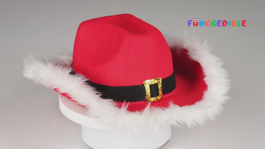 Funcredible Light Up Christmas Cowgirl Hat for Women with Glasses